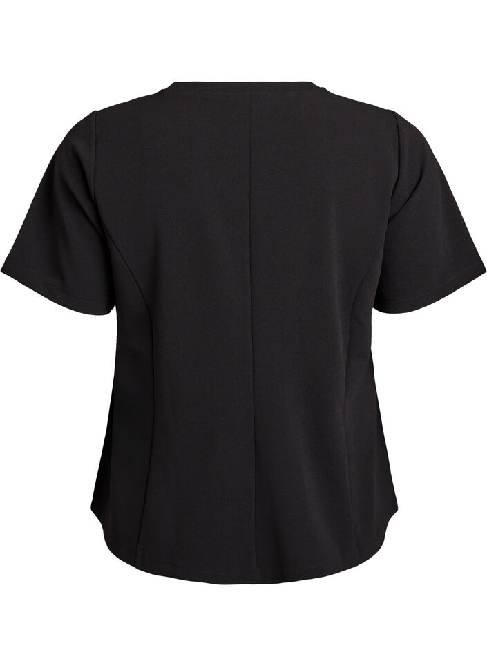 Kortermet bluse med figursydde innsnitt, Svart, Packshot image number 1