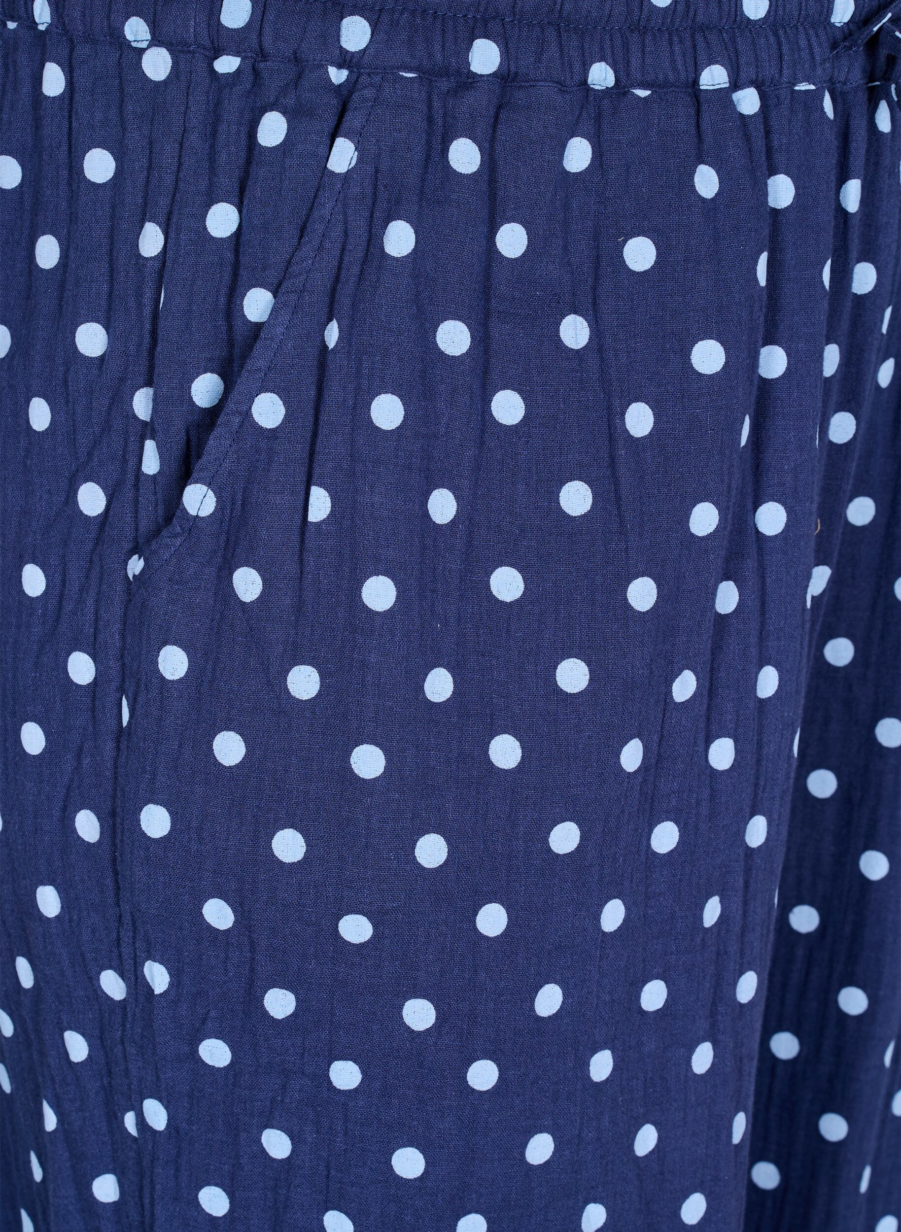 Zizzi L&oslash;se bukser i bomullsmuslin med polka dots, Bl&aring;, Packshot image number 2