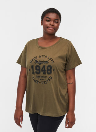 T-skjorte med trykk i organisk bomull, Ivy Green, Model image number 0