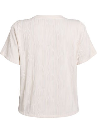 Zizzi Bluse med korte ermer og bølget tekstur, Beige, Packshot image number 1