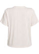 Bluse med korte ermer og bølget tekstur, Beige, Packshot image number 1