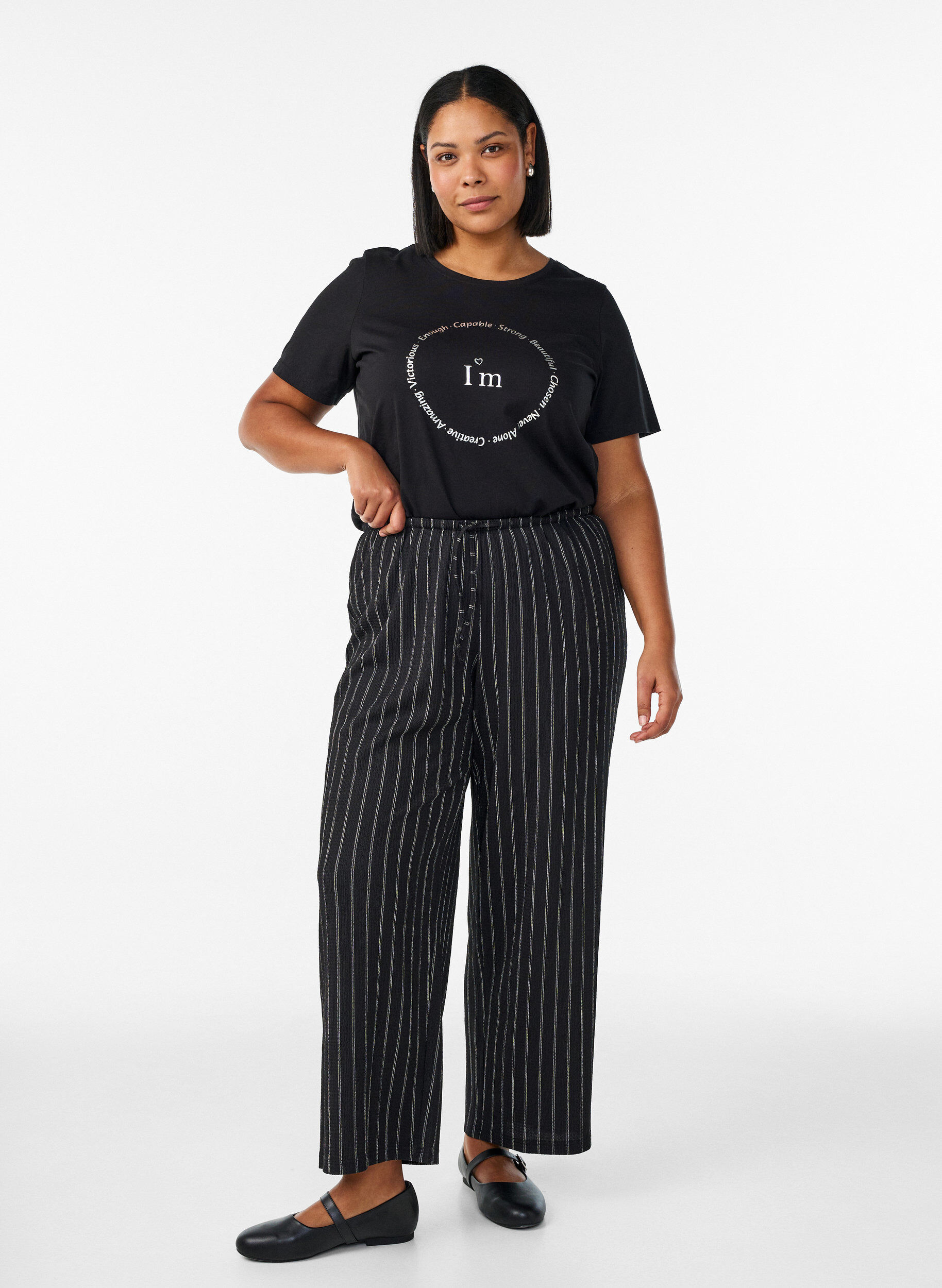 ZizziT-skjorte med trykk, Svart, Model image number 1