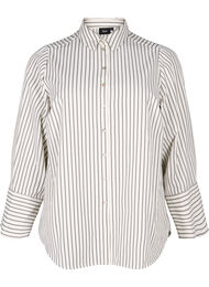 Stripet skjorte med brede mansjetter, White/Black Stripe