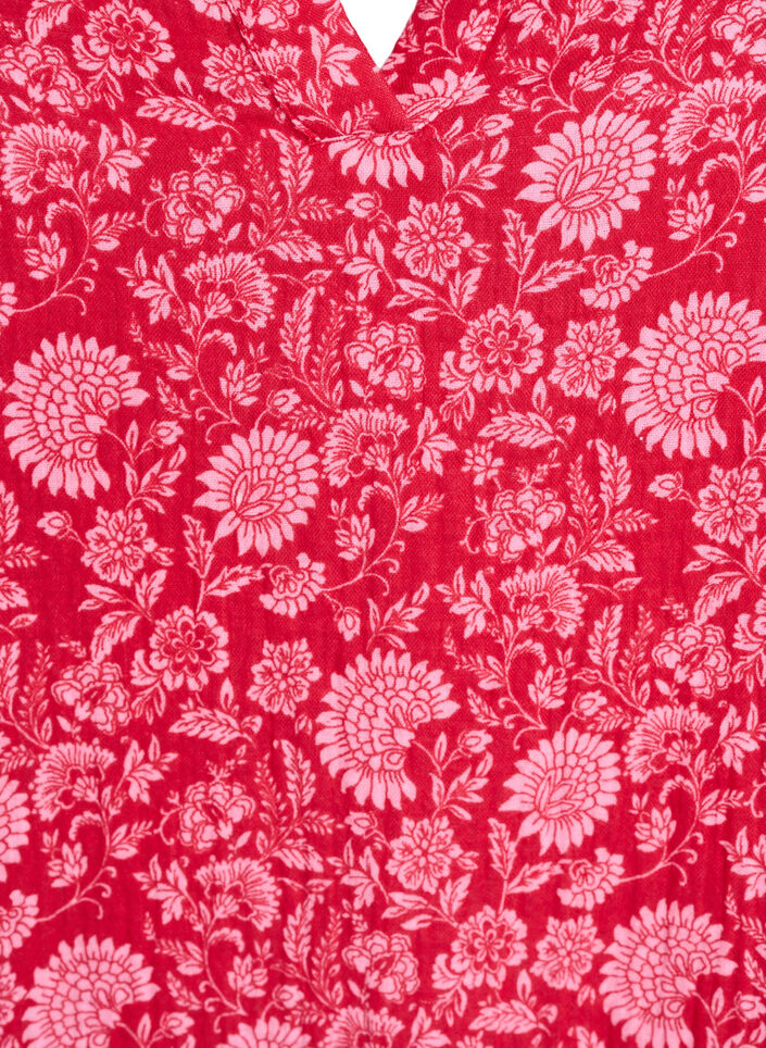 Kort A-linjekjole i bomullsmuslin, R&oslash;d, Packshot image number 2