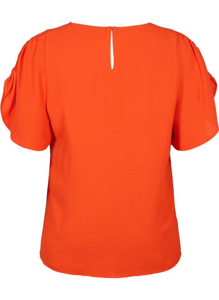 Kortermet bluse med rynke-detaljer, Orange.com, Packshot image number 1