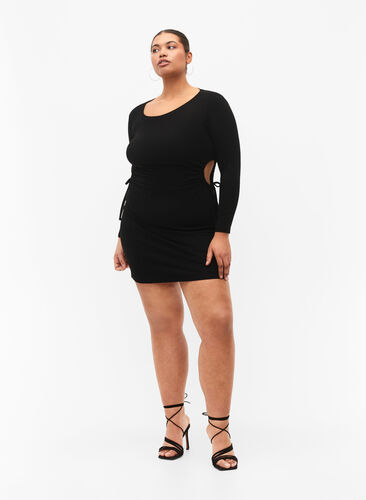 Tettsittende kjole med utskjæring, Black, Model image number 3