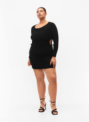 Zizzi Tettsittende kjole med utskjæring, Black, Model image number 3