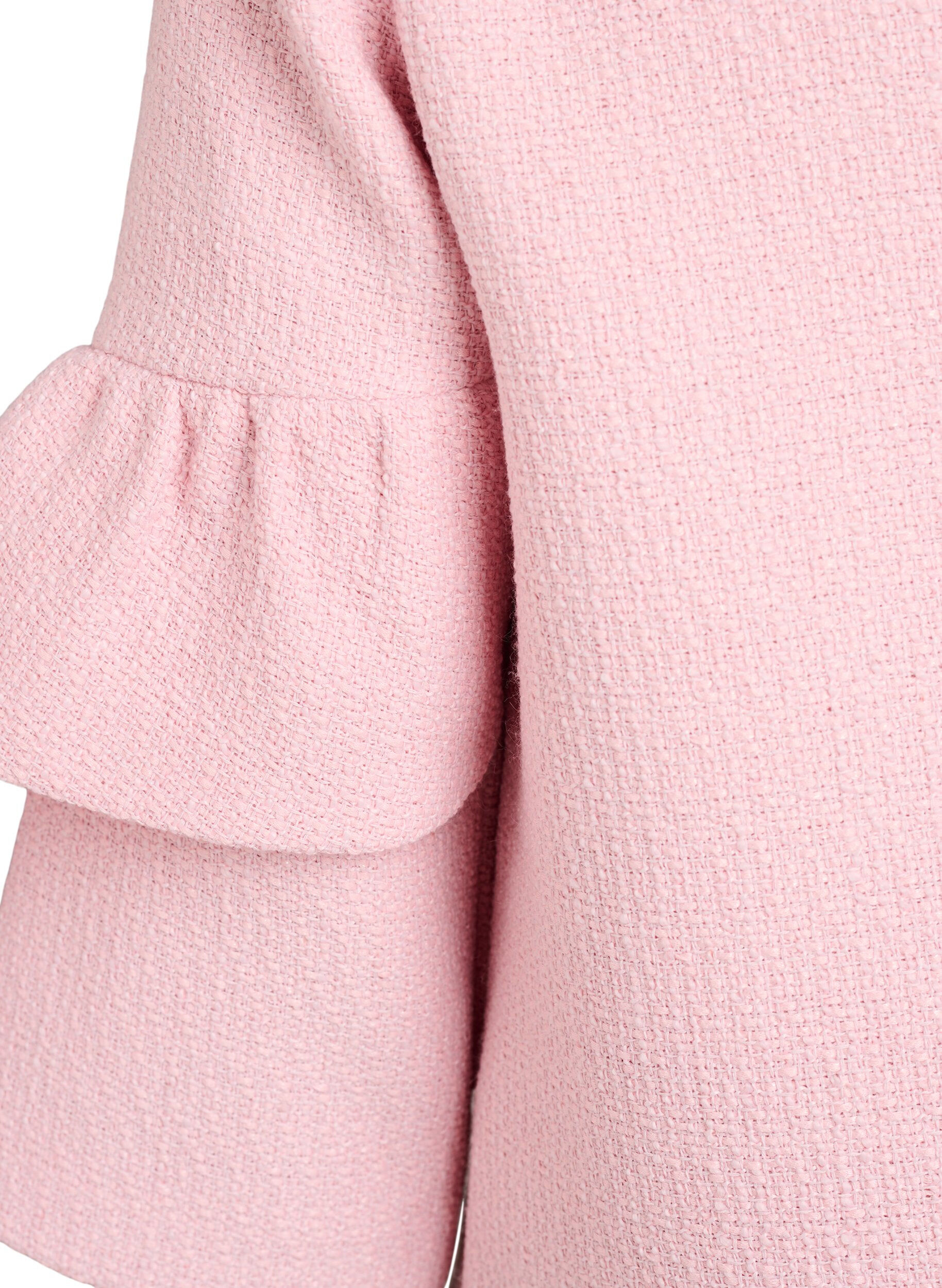 Zizzi Boucl&eacute;-jakke med rysjedetaljer, Rosa, Packshot image number 4