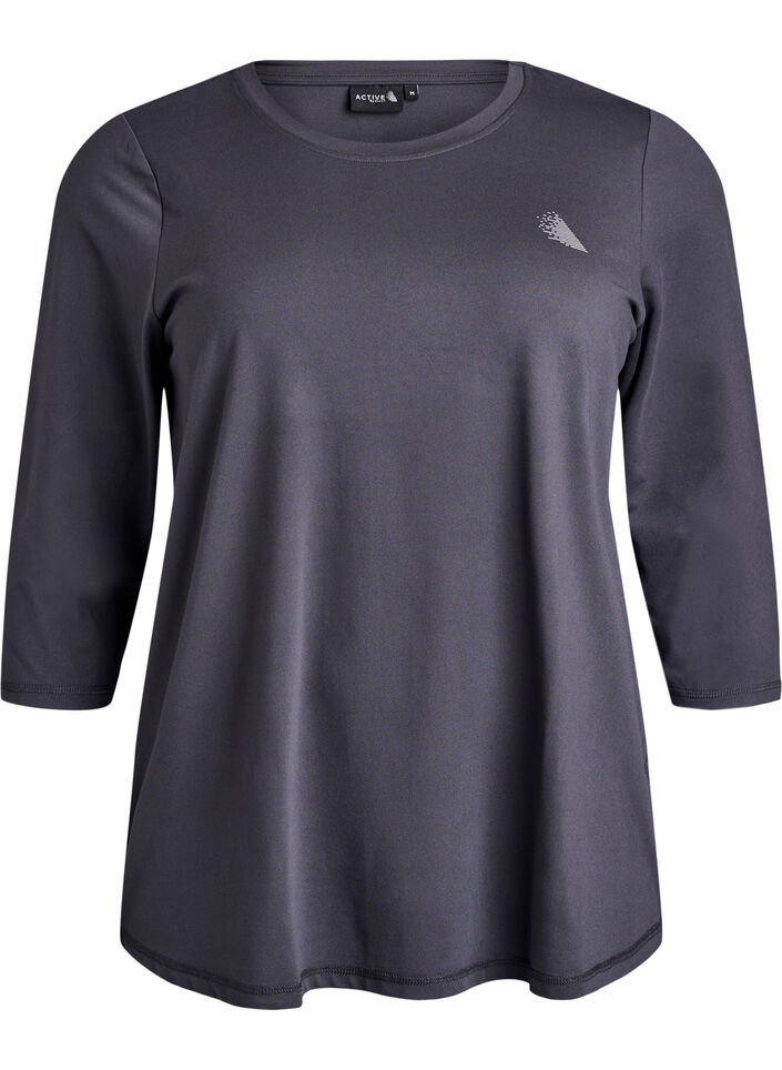 Treningsbluse med 3/4-ermer, Gr&aring;, Packshot image number 0