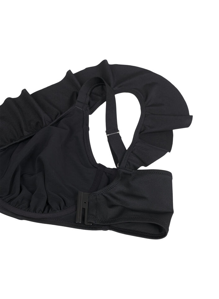 Bikinitopp med volanger og bøyle, Black, Packshot