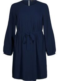Kort, strukturert kjole med knytebelte, Navy Blazer