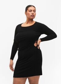 Tettsittende kjole med utskjæring, Black, Model