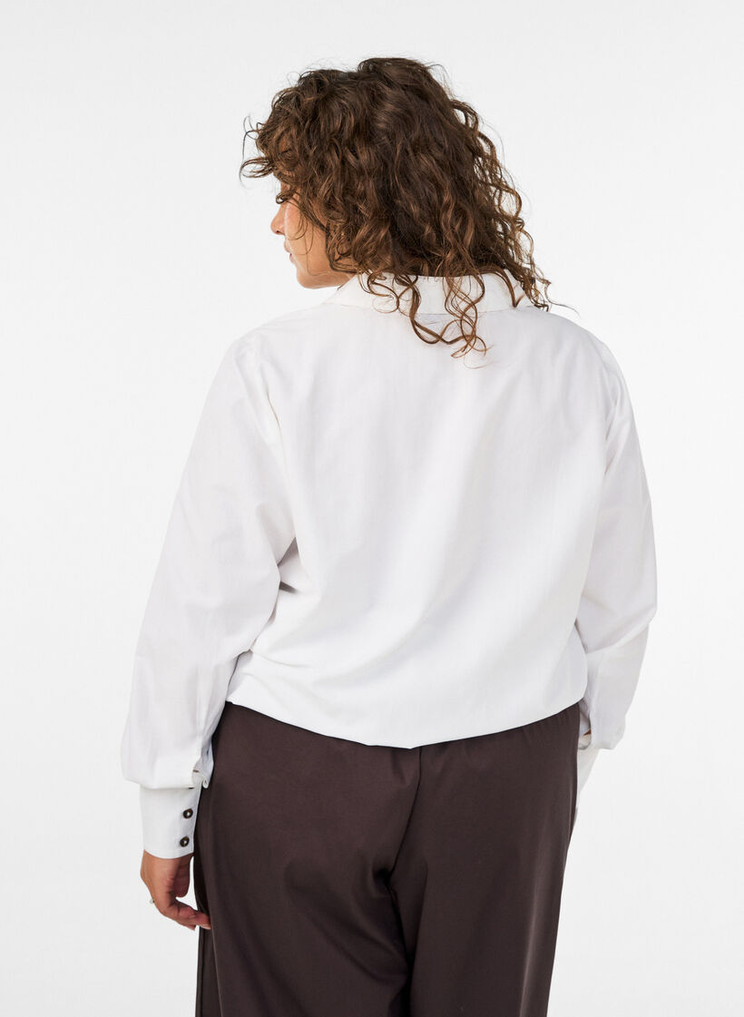 Skjorte med brystlomme og ballongfasong, Hvit, Model image number 2