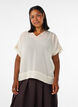 Seersucker bluse med V-hals, Beige, Model image number 0