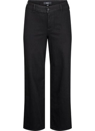 Zizzi Jeans med høy midje og vide ben, Svart, Packshot image number 0