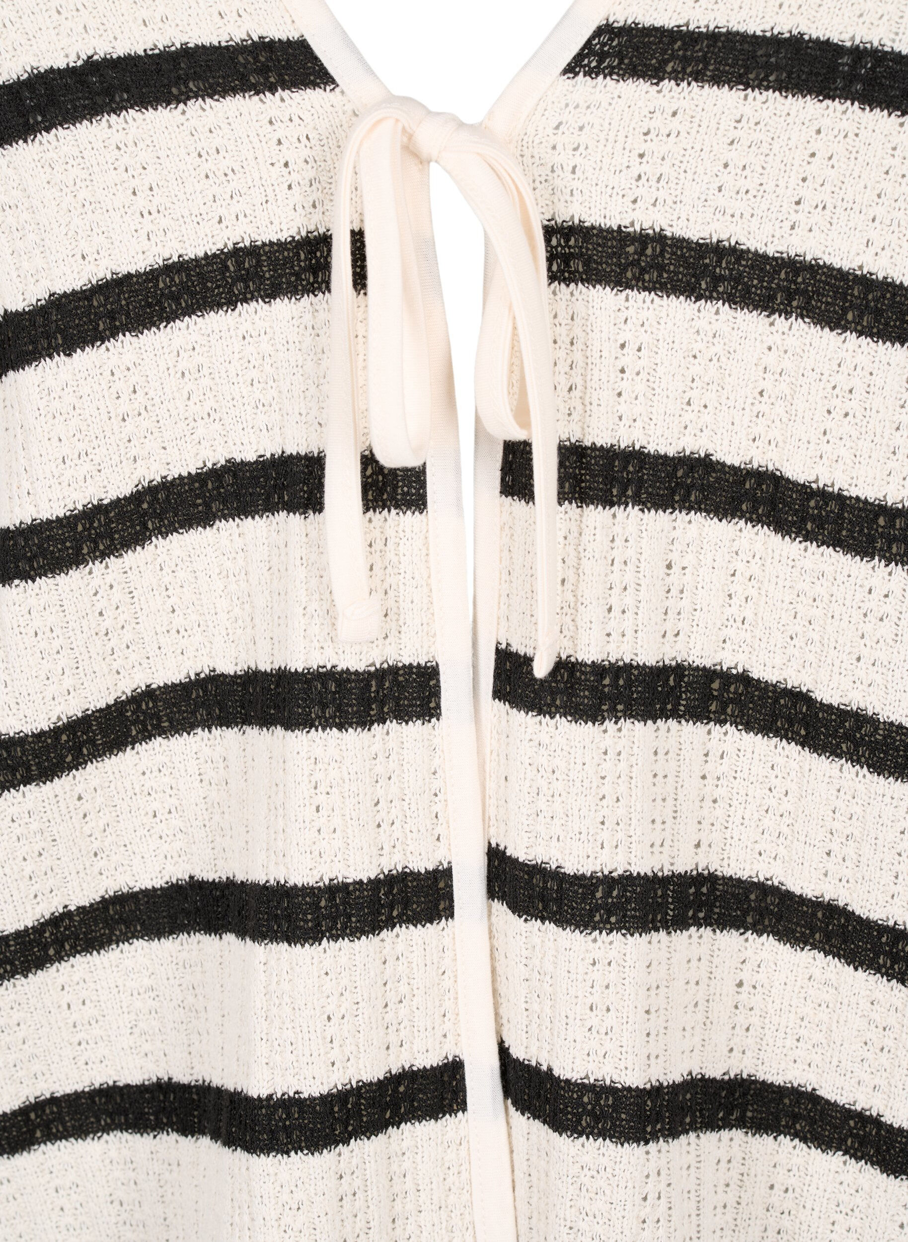 Zizzi Stripete cardigan med knytestrikk, Sand Black Stripe, Packshot image number 2