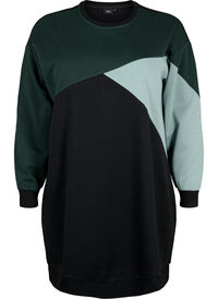 Lang hettegenser med colorblock