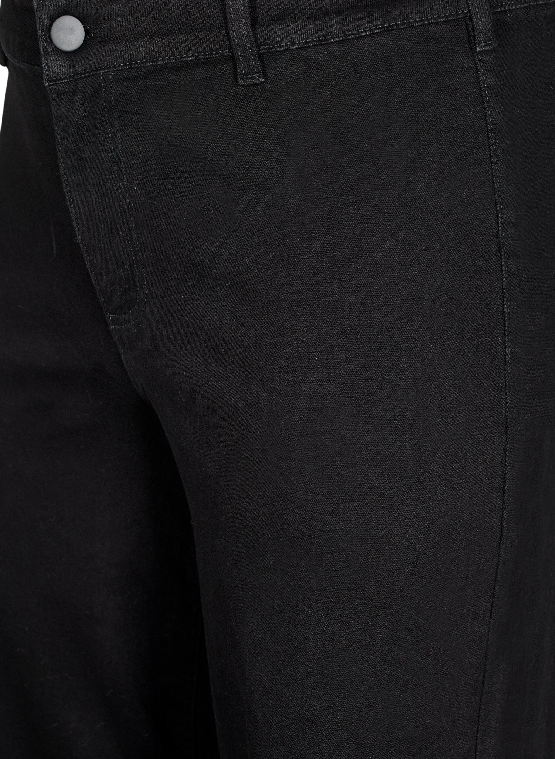 ZizziJeans med h&oslash;y midje og vide ben, Svart, Packshot image number 2