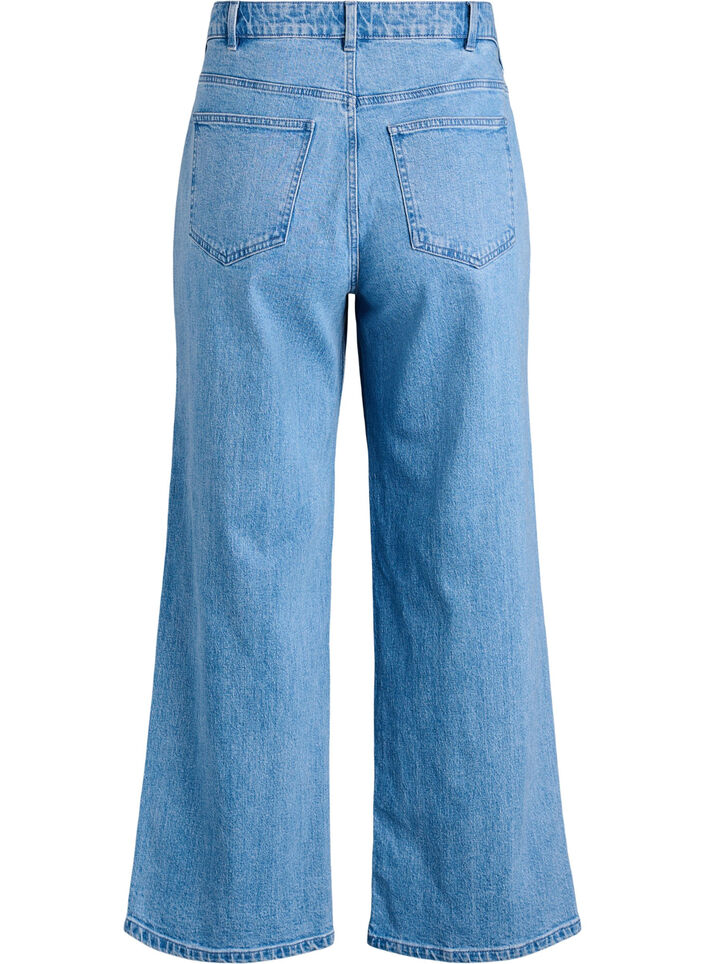 Jeans med vide ben og h&oslash;y midje, Bl&aring;, Packshot image number 1