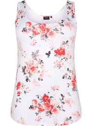 Blomstret tanktopp i viskose, White AOP flower