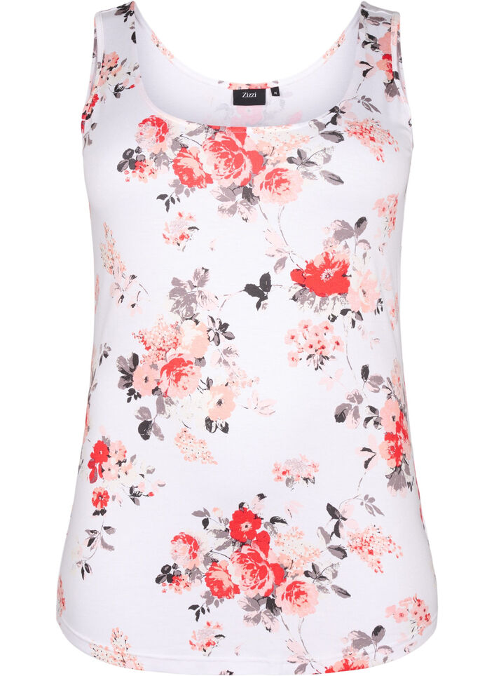 Blomstret tanktopp i viskose, White AOP flower, Packshot image number 0