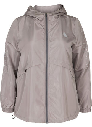 Treningsjakke med hette og reflekser, Grey Silver, Packshot image number 0