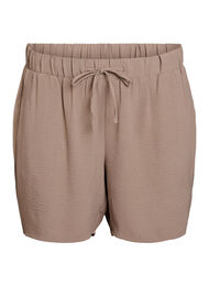 Shorts med lommer og elastisk linning, Brun