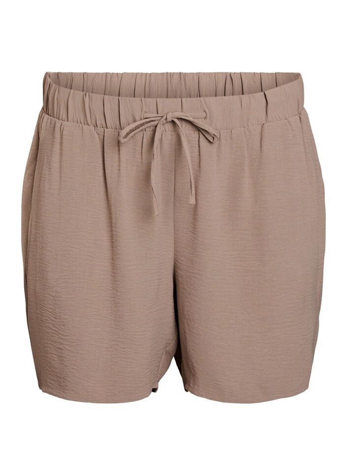 Shorts med lommer og elastisk linning, Brun, Packshot image number 0