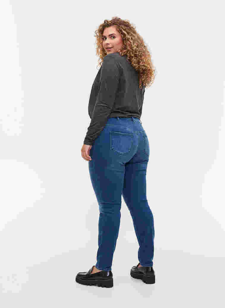 Dual core Amy jeans med høyt liv, Blue denim, Model image number 1