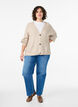 Cardigan med ribbet tekstur og ballongermer, Beige, Model image number 1