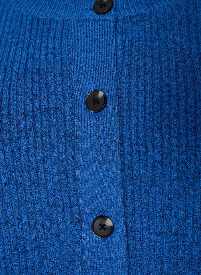 Ribbestrikket cardigan med knapper, Bl&aring;, Packshot image number 2