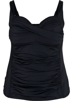 Zizzi Tankini med draperinger, Svart, Packshot image number 0