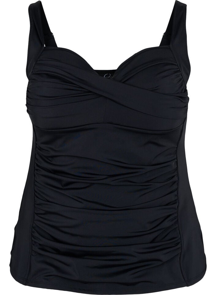 Tankini med draperinger, Svart, Packshot image number 0