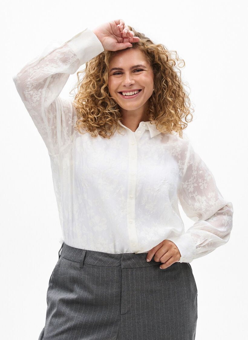 Skjorte med tone-i-tone-mønster, Off White, Model