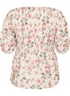 Viskosebluse med smokk og peplumeffekt, Vanilje, Packshot image number 1