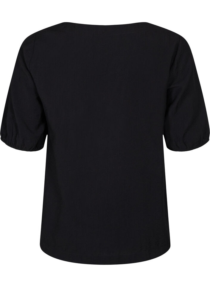 Bluse med ballongermer, Black, Packshot image number 1