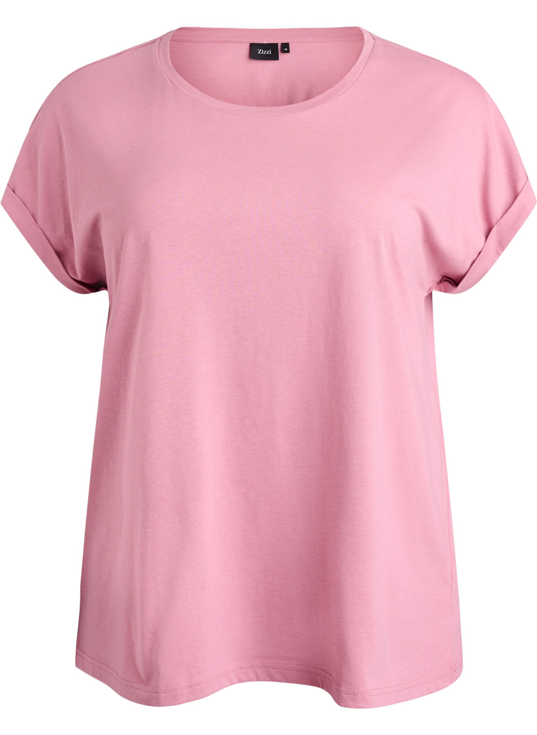 ZizziKortermet t-skjorte i bomullsblanding, Rosa, Packshot image number 0