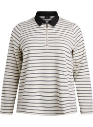 Stripete poloskjorte med glidelås, White Stripe