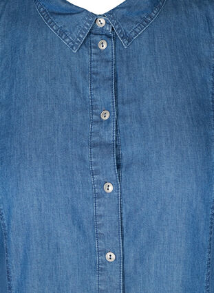 Skjortekjole i denim med korte ermer, Medium Blue denim, Packshot image number 2