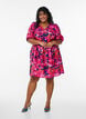 Kort kjole med trykk og V-hals, Rosa, Model image number 1