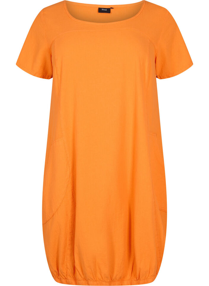 Kortermet kjole i bomull, Orange Tiger, Packshot image number 0