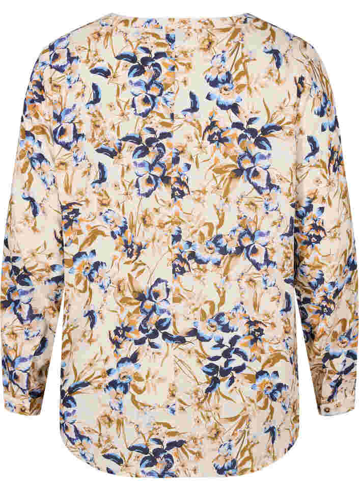 Bluse i 100% viskose med blomstermønster, Ecru Flower, Packshot image number 1