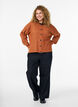 Ribbestrikket cardigan med knapper, Orange, Model image number 1