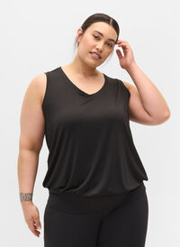 Treningstopp med strikkant nederst, Black, Model