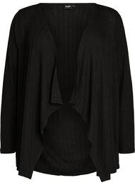 &Aring;pen cardigan i teksturert jersey, Svart