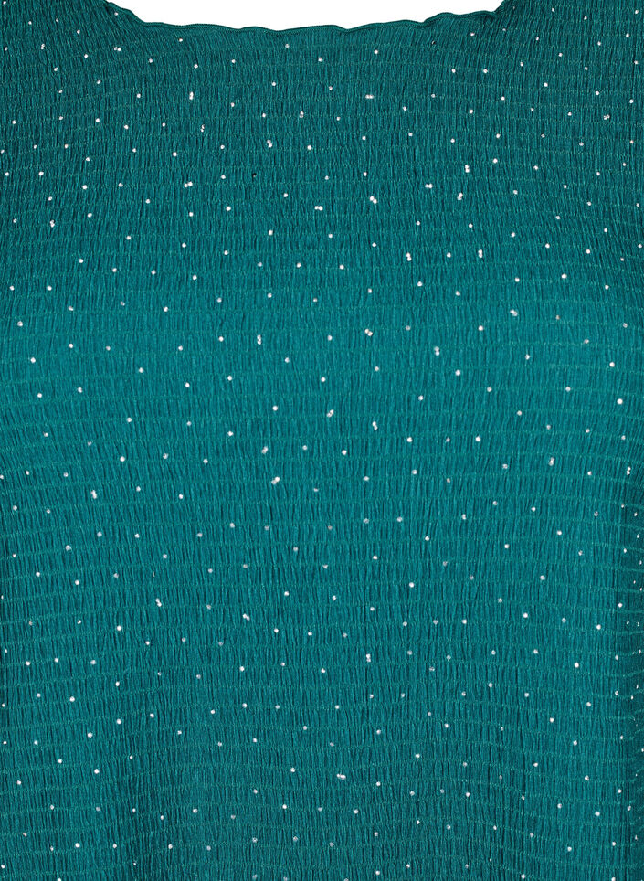Langermet bluse med rhinsteiner, Grønn, Packshot image number 2