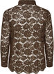 Skjorte i blonder med perleknapper, Brun, Packshot image number 1