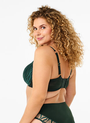 Zizzi Formstøpt BH med broderi, Grønn, Model image number 1