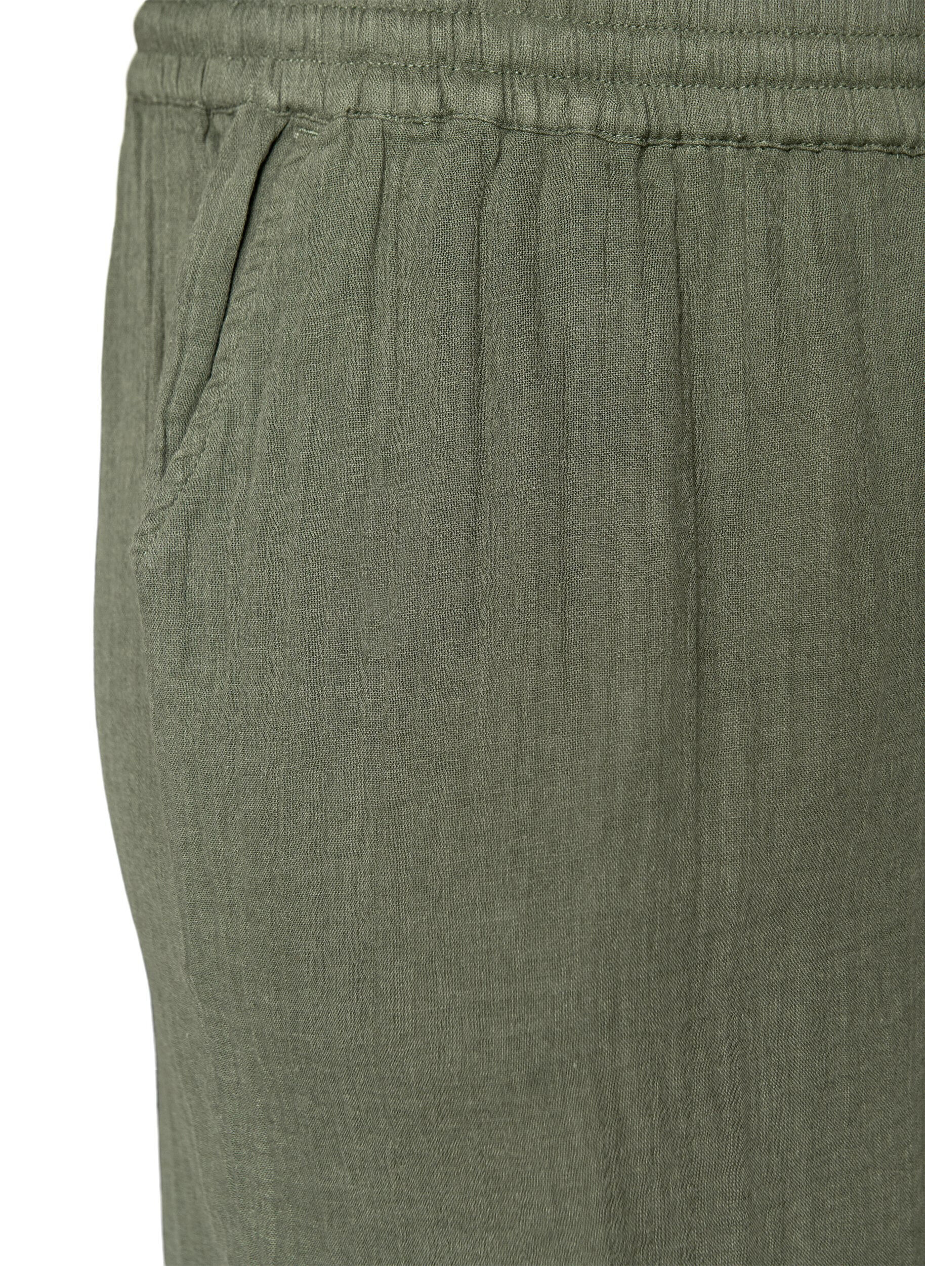 ZizziLoose fit bomullsmusselinshorts med h&oslash;y midje, Gr&oslash;nn, Packshot image number 2