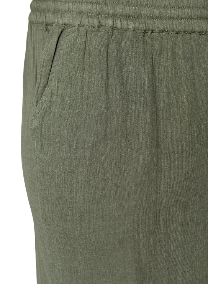 Loose fit bomullsmusselinshorts med h&oslash;y midje, Gr&oslash;nn, Packshot image number 2